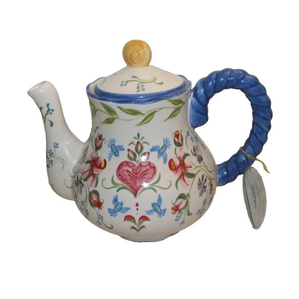 Vintage Pamela Silin-Palmer Art Teapot with Floral and Heart Design